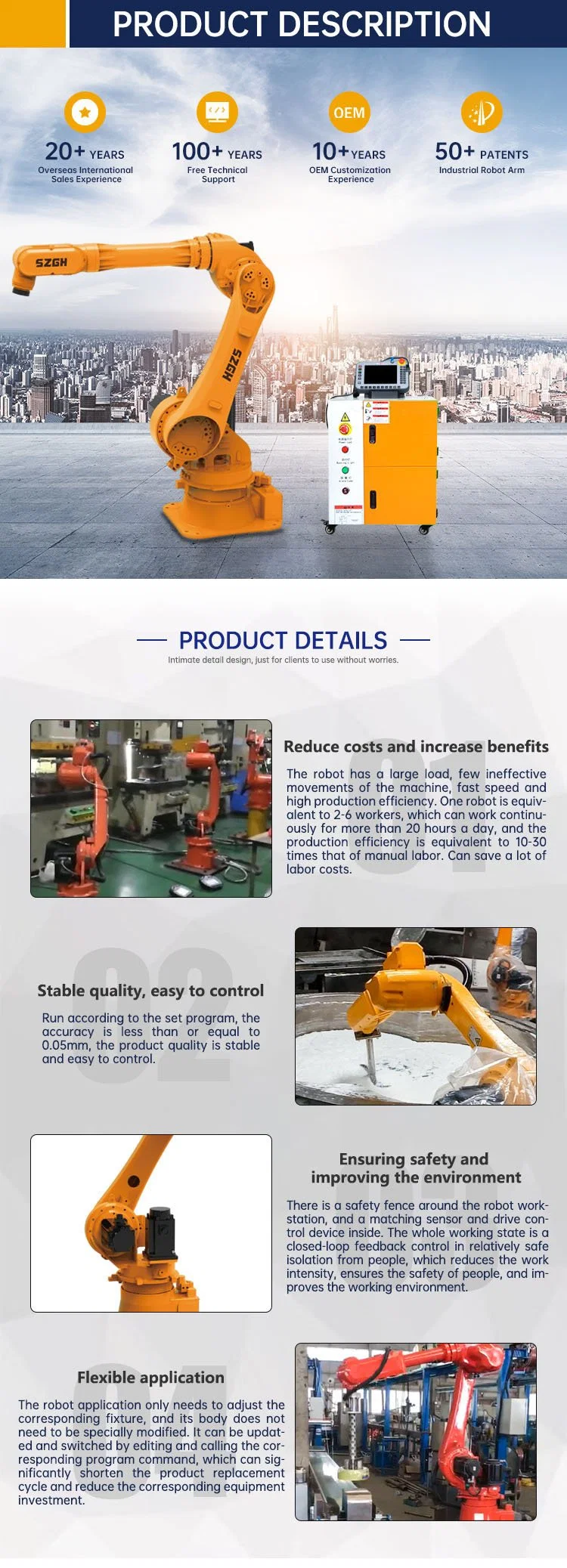 Low Price TIG Arc MIG Welding, Loading and Unloading, Pick and Place, Painting, Handling Industrial Automatic 6 Axis Robot