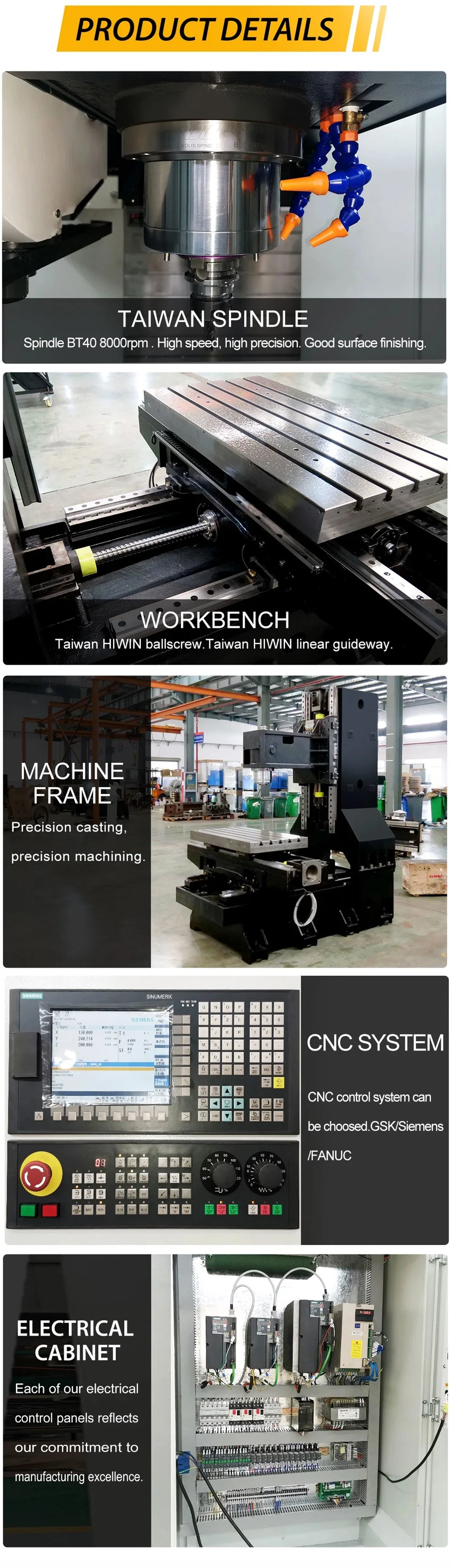 Vmc400 High Precision Milling Machine Metal Cutting Tool Machine CNC Lathe Machine Vertical Machining Center in 5 Axis